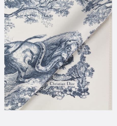 Toile de Jouy Sauvage Blanket White and Navy Blue Wool 